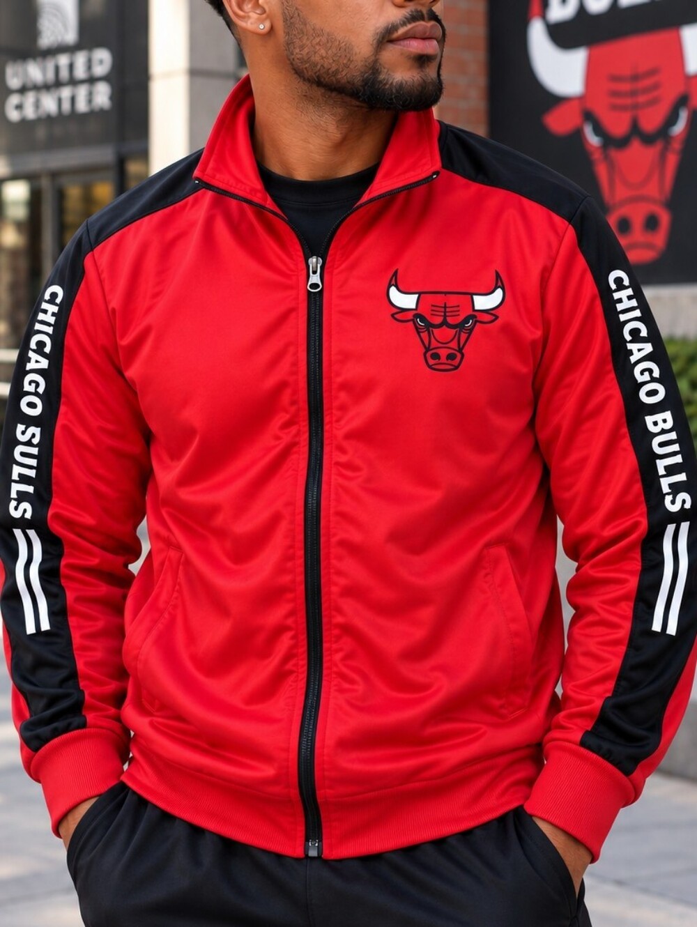 NBA Ultra Game Chicago Bulls Red Track Jacket Men’s Large NWT -U